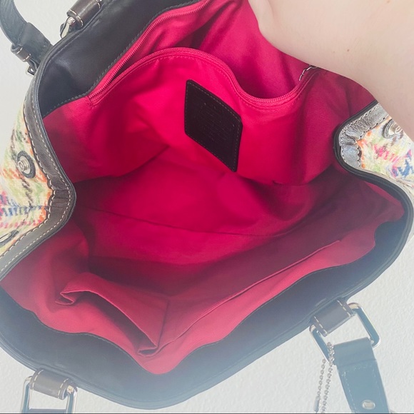 Coach Bags Coach Rainbow Plaid Brown Leather Shoulder Bag Poshmark